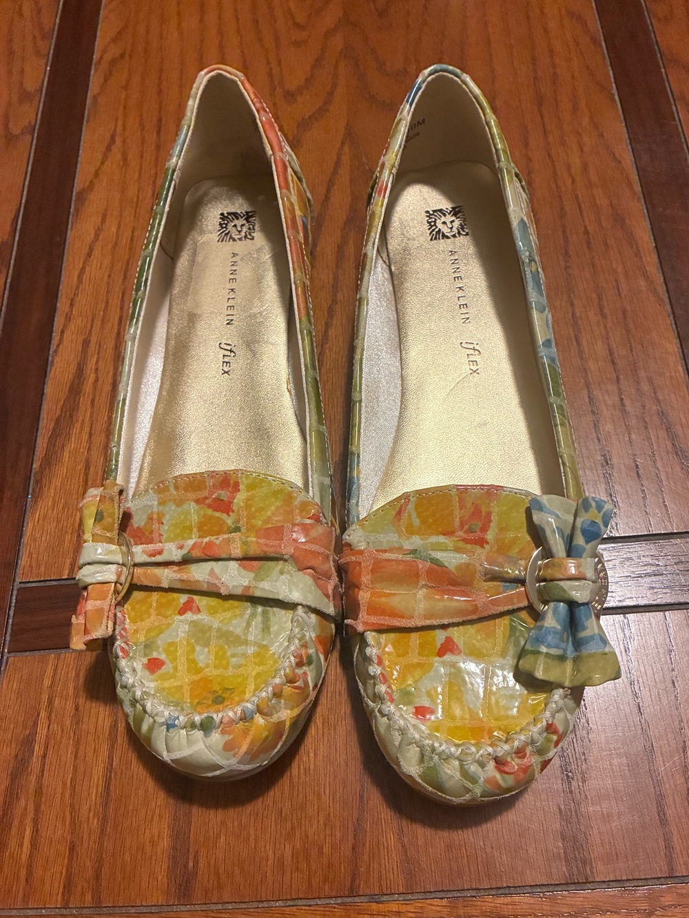 Anne Klein Multicolor Floral Bow Loafers